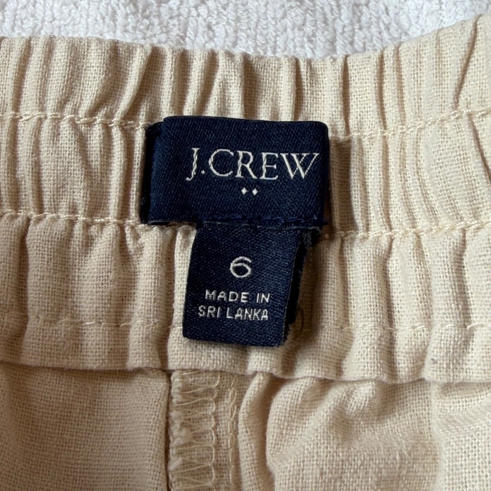 J.Crew Linen Cotton Drawstring Pants Minimalist Women 6 Beige Summer Breathable - Picture 4 of 9
